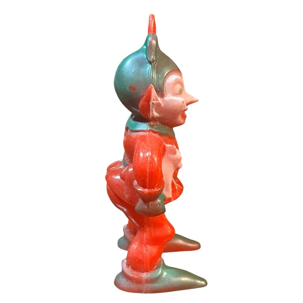 VTG 1940’S ROSBRO PLASTIC RED & GREEN PIXIE ELF ORNAMENT - Picture 3 of 10